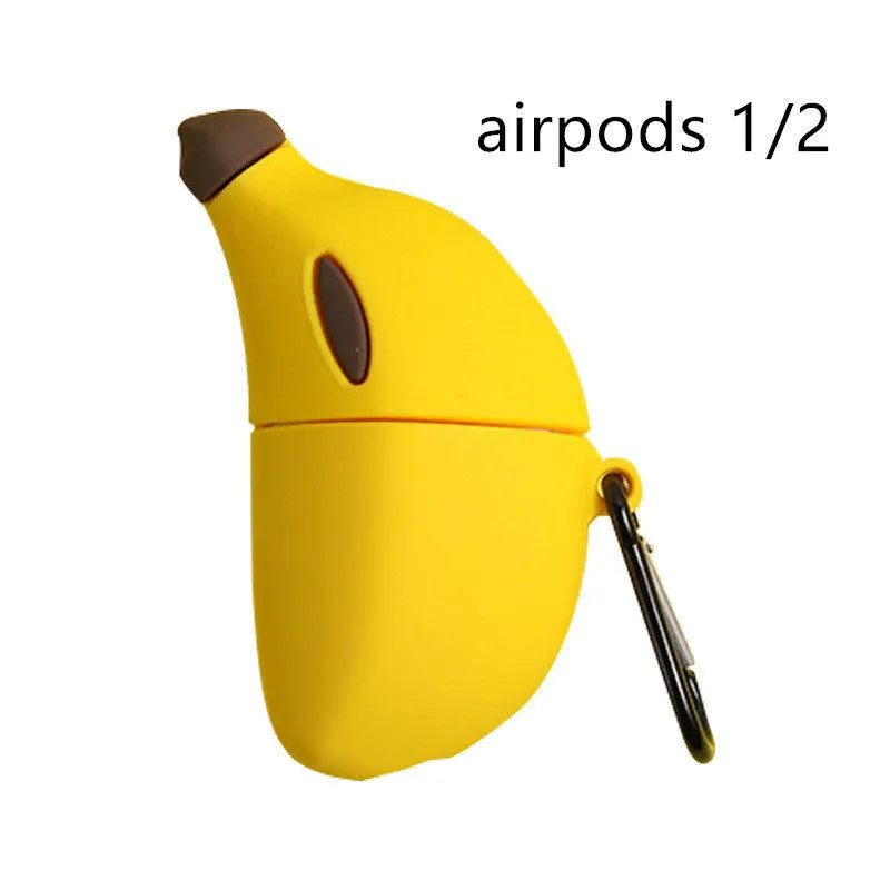 Yellow banana design silicone protective case for Apple AirPods Pro wireless earbuds