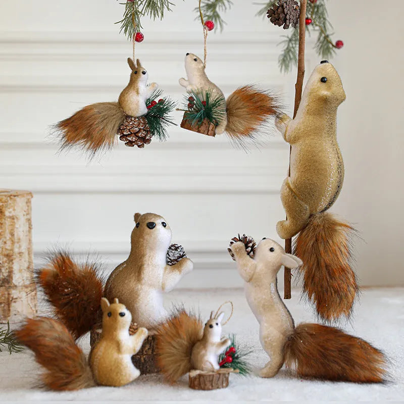 Foam squirrel pendant Christmas tree decoration in cartoon style, one of nine available poses