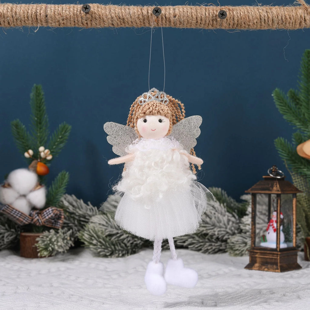 Cartoon angel fabric hair pendant clip for Christmas high ponytails on girls.