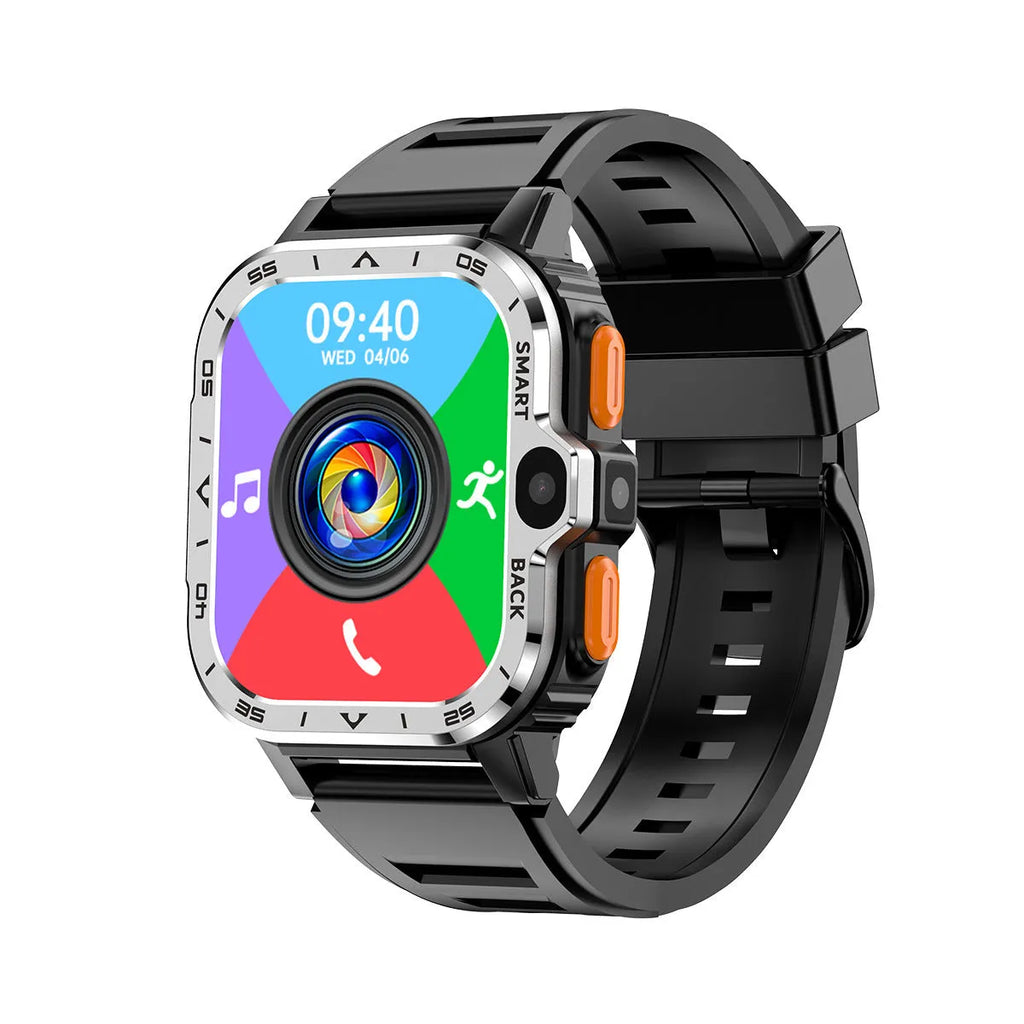 Black or Silver student smart watch with touch screen, showing Bluetooth calling and heart rate monitoring functions.
