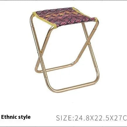 Black folding camp stool with aluminium alloy frame, shown in folded and open positions.