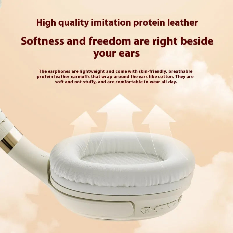 Black or cream coloured wireless Bluetooth gaming headphones with head-mounted design for E-sports.