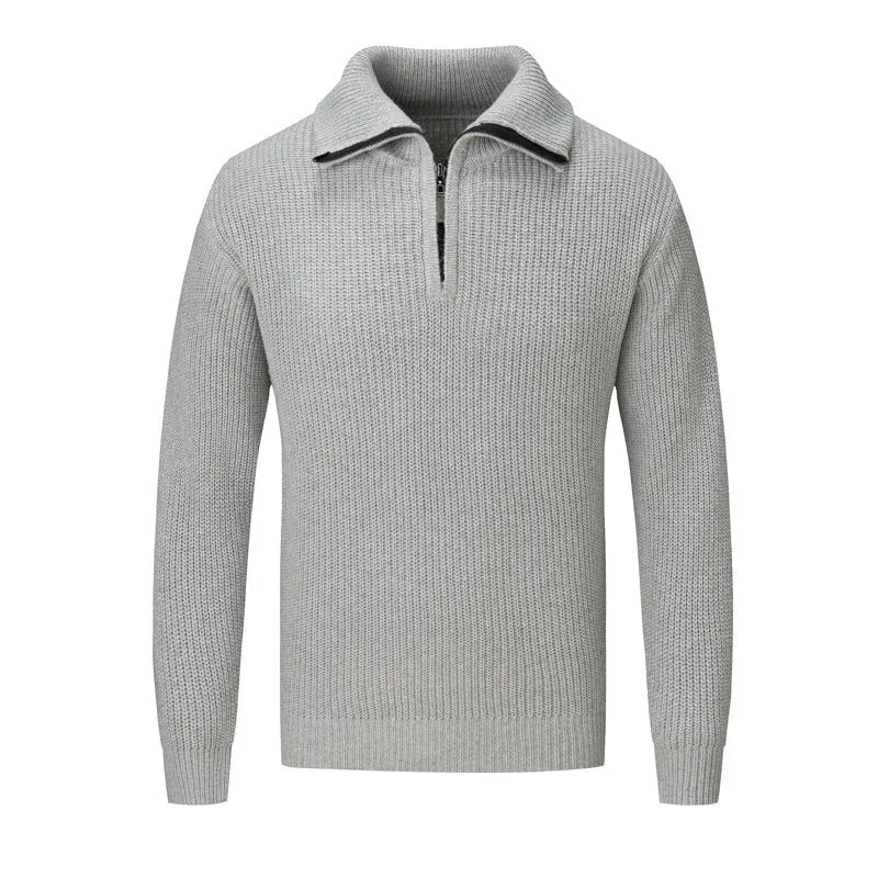 Men's slim fit solid colour pullover sweater in polyester blend fabric for autumn and winter wear
