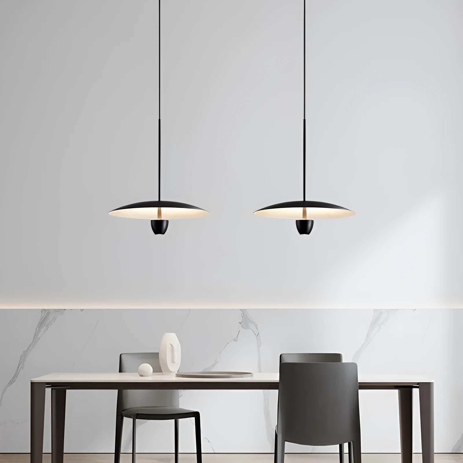 Black modern minimalist chandelier with 400mm diameter circular design