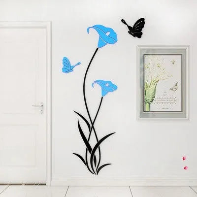 Lily 3D stereo acrylic wall sticker in various sizes and colours including red, purple, pink, sky blue, silver, and gold