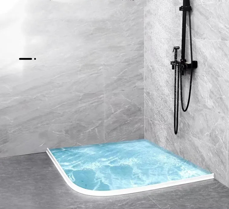 Flexible TPE silicone bathroom waterproof strip for shower room floor water blocking in black, white or grey