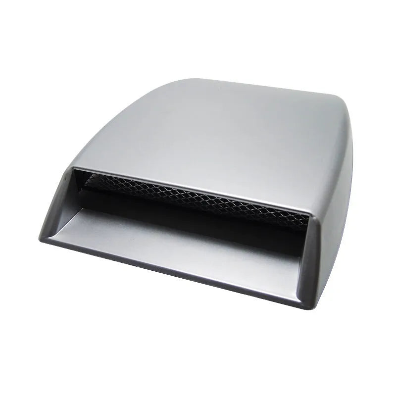 Decorative car air vent grille in ABS plastic shown in black, white, and silver colour options.