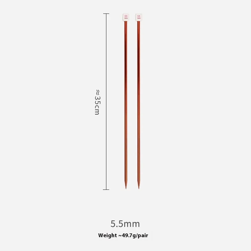 Lengthened crochet hook set showing multiple sizes from 2.0mm to 10.0mm, each with a protective cap.