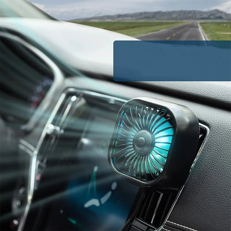 USB car fan in black colour with compact design and keyboard speed controls