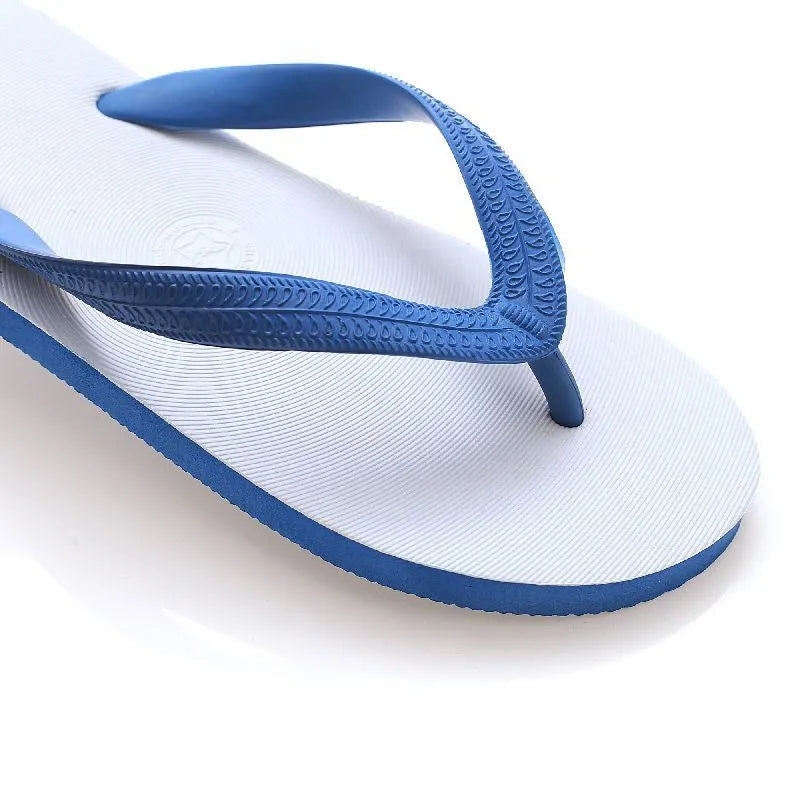 Fish label flip-flops with non-slip rubber sole in green, red, blue, or black colours
