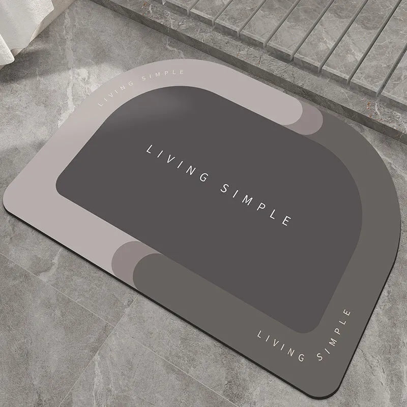Oval and semicircle super absorbent floor mats in grey, blue, red, khaki colours with non-slip rubber backing
