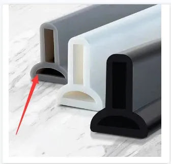 Flexible TPE silicone bathroom waterproof strip for shower room floor water blocking in black, white or grey