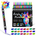 Set of double-ended washable acrylic marker pens with quick-drying opaque ink in various colours