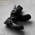 Men's black retro Martin ankle boots with a full-length side zipper and round toe.