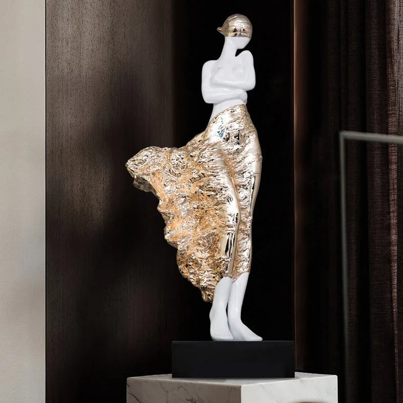 48cm sculptured beauty character ornament in rose gold or silver finish
