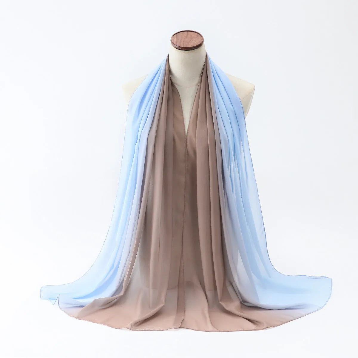 Women's chiffon bubble towel scarf in ethnic style showing drape and texture