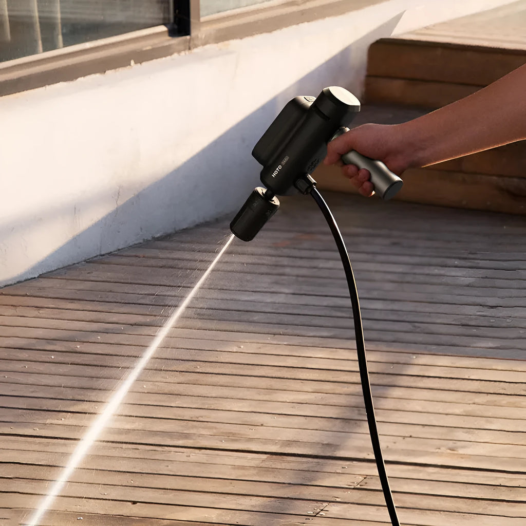 Foldable cordless high-pressure car washing machine with 130W motor, nozzle and foam lance