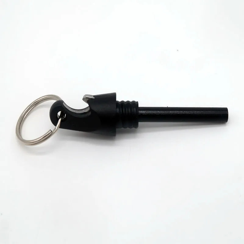 Black outdoor survival three-in-one fire stick with bottle opener and striker