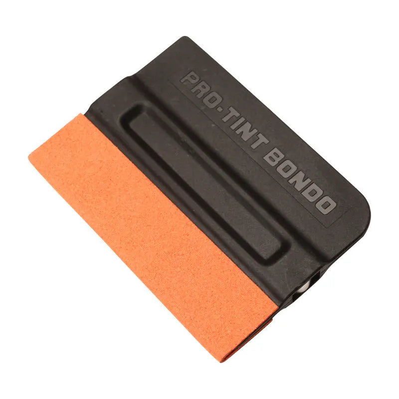 ABS plastic automotive vinyl wrap scraper tool with a blue deerskin scraping pad.