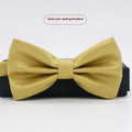 Men's solid colour flat head polyester bow tie on white background
