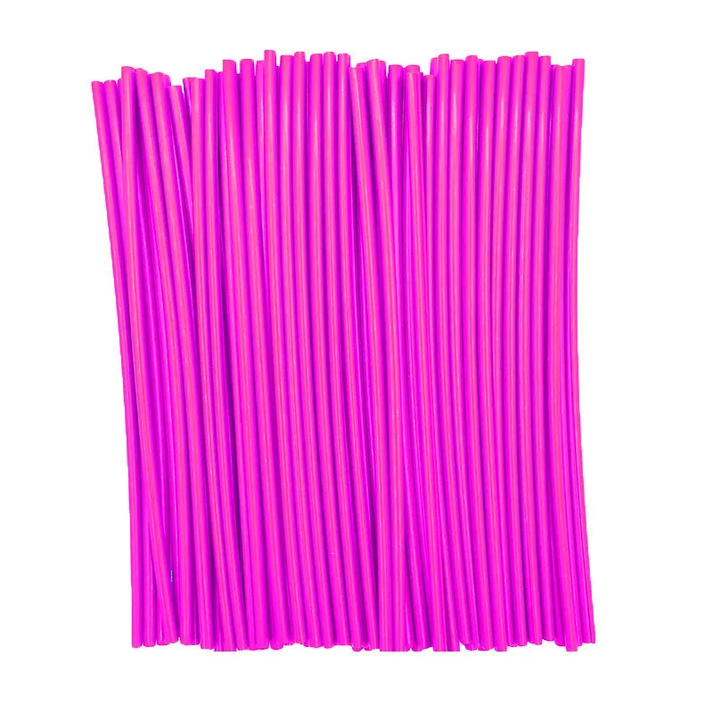 Motorcycle steel wire spoke decorations in assorted colours: red, blue, yellow, green, pink, purple, orange, white, and black.