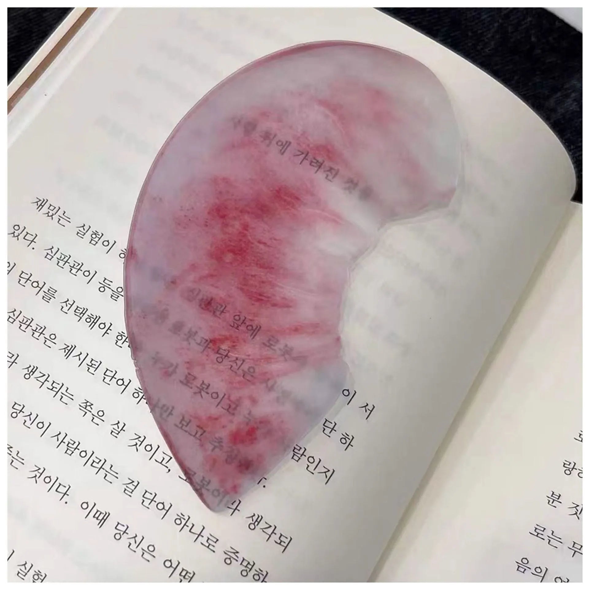 Transparent plastic fruit shaped bookmark with fixed clip, watermelon red colour, 8-10cm size