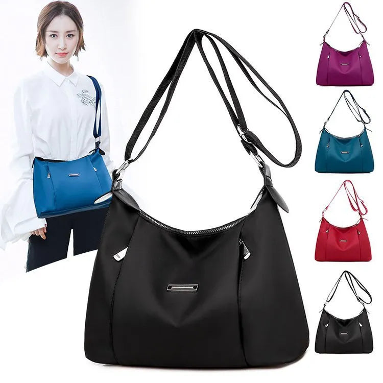 Oxford cloth women's crossbody shoulder bag, horizontal square shape, single strap, available in red, purple, blue, black
