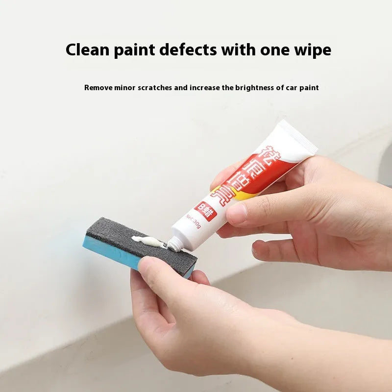 Car repair wax kit with bottles of A and B wax and a frosted sponge mop for scratch removal