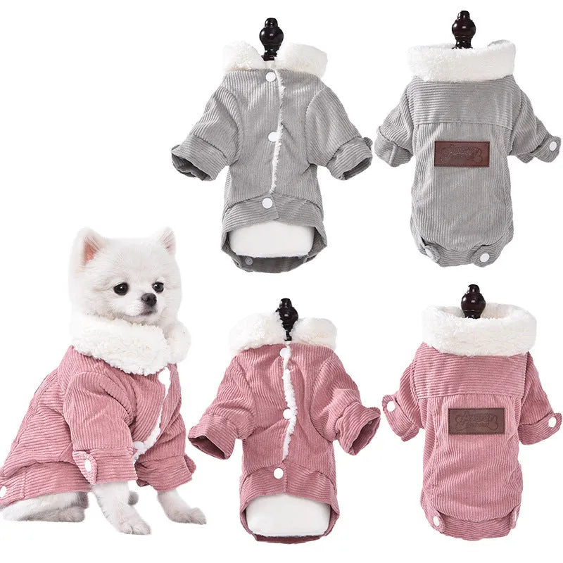 Lambswool grey padded dog vest with fleece lining for winter warmth.