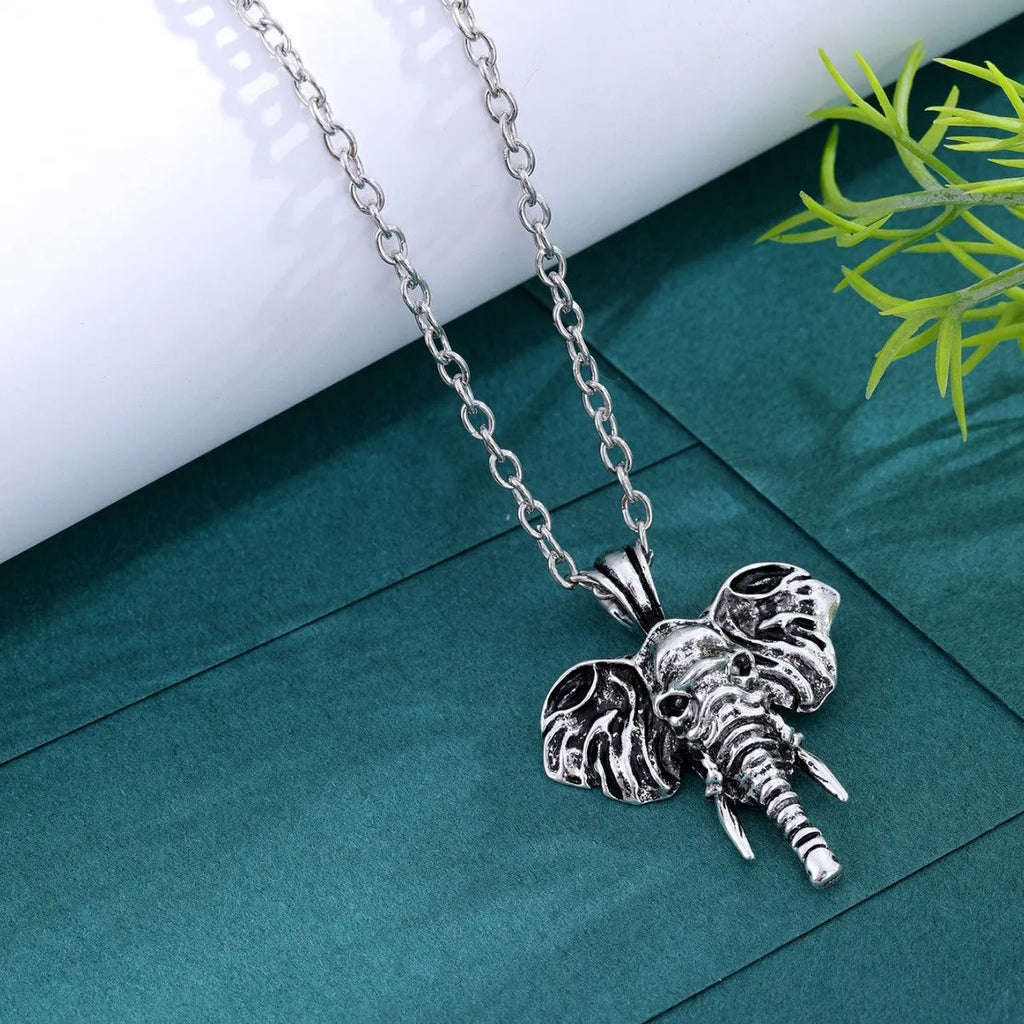 Silver black elephant god pendant necklace for men in hip hop style