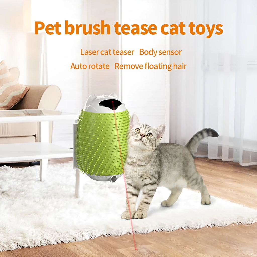 Salmon pink intelligent sensor pet hair brush with automatic massager functions for cats