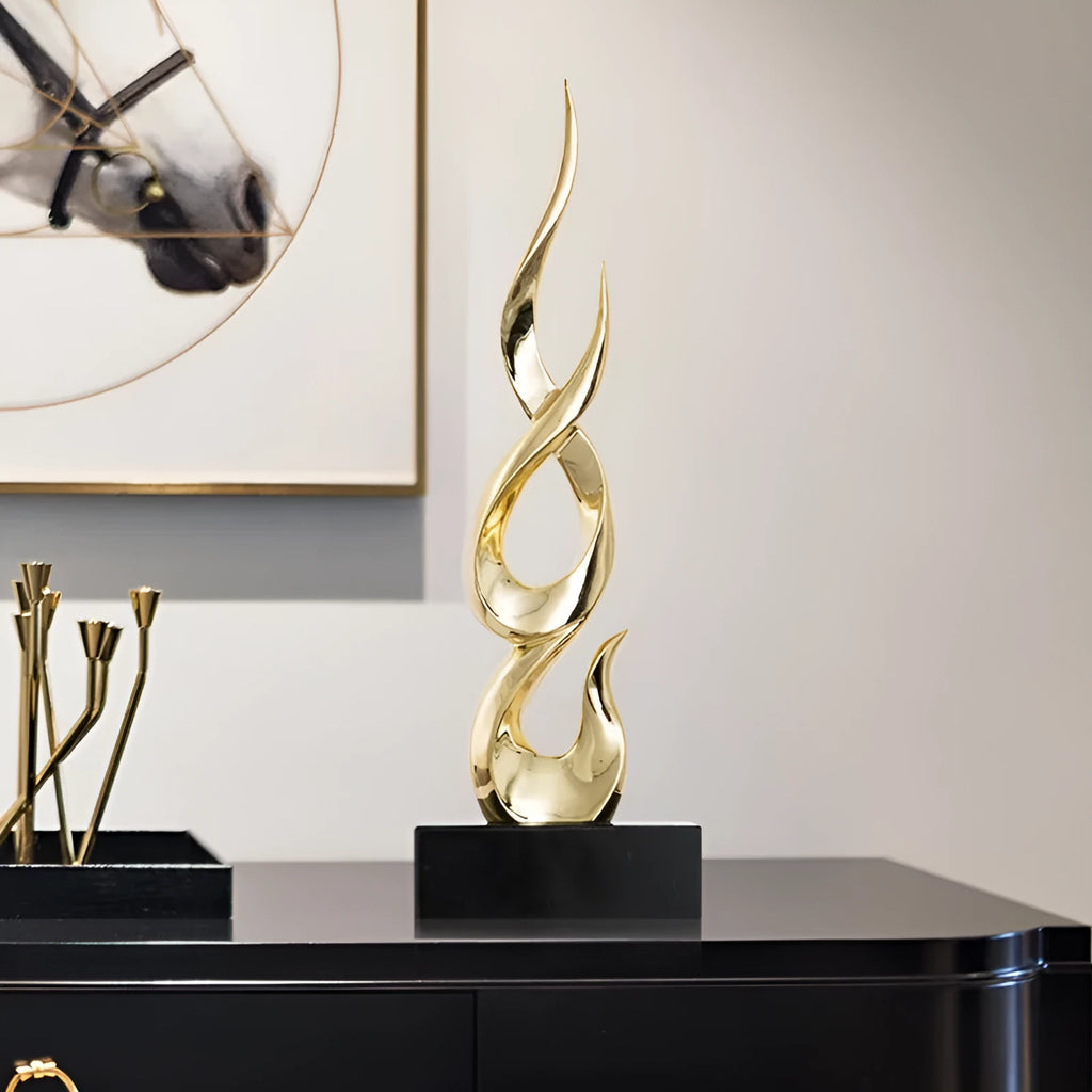 Resin festival high-rise decoration craft in bright gold colour with modern simplicity design