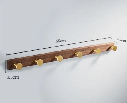 Black walnut aluminium bathroom hooks with brass wire drawing treatment in 3, 4, 5, or 6 hook configurations