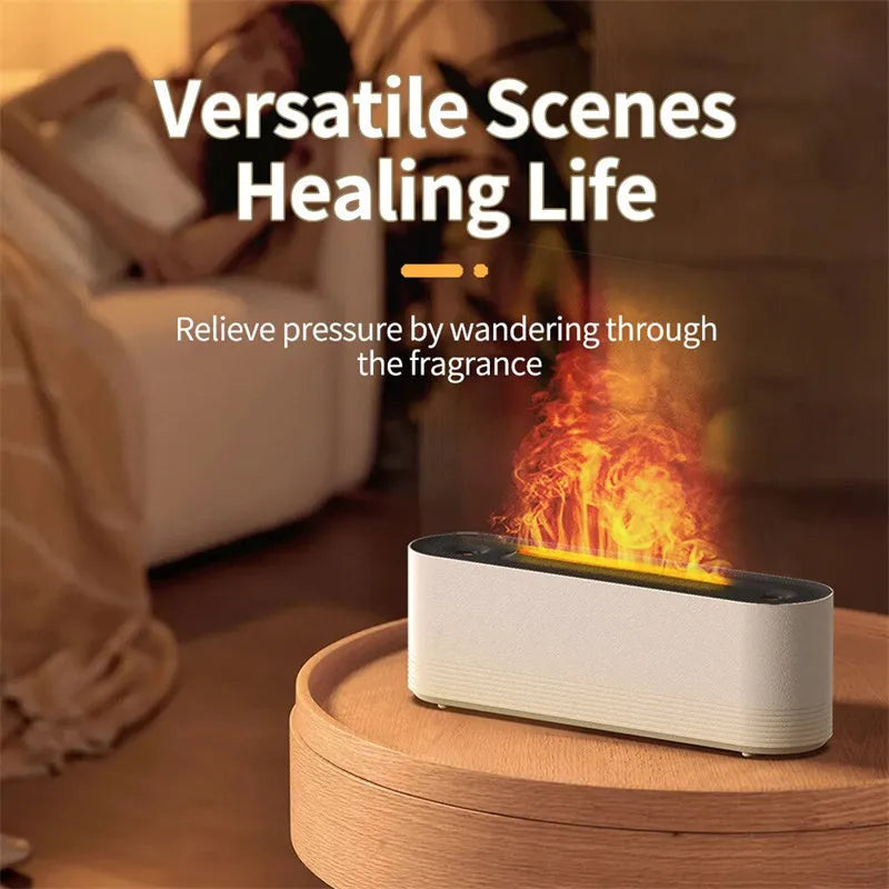 Black Flame Air ultrasonic humidifier diffuser with LED flame lighting emitting cool mist