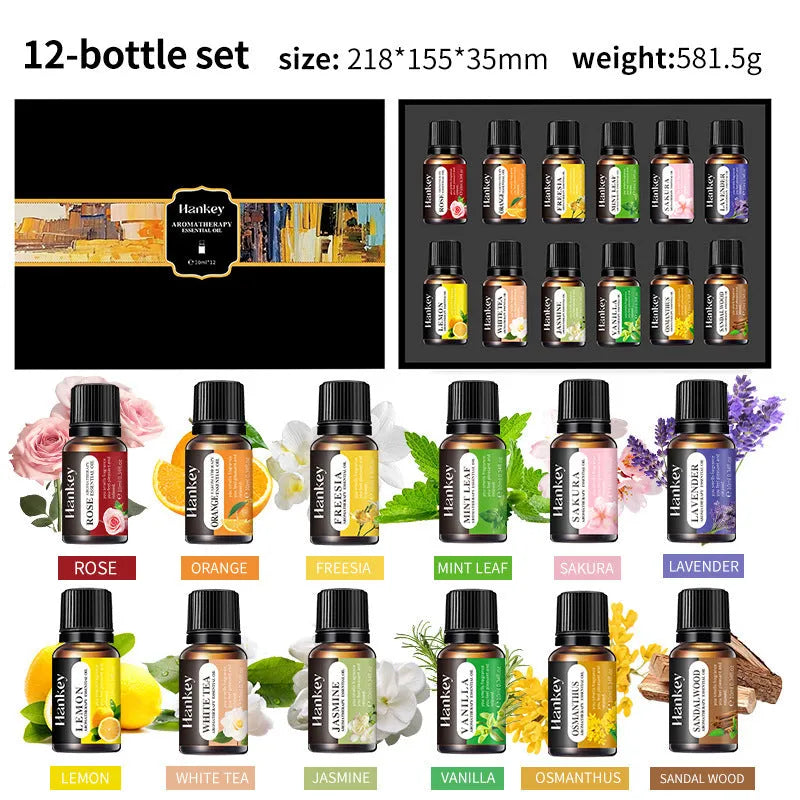 Boxed set of water-soluble aromatherapy essential oils in various size options