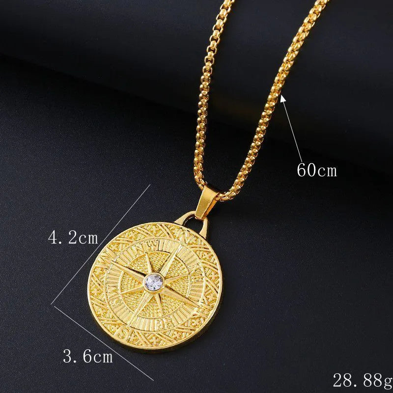 Geometric zircon inlay necklace in BY0349 gold colour on display