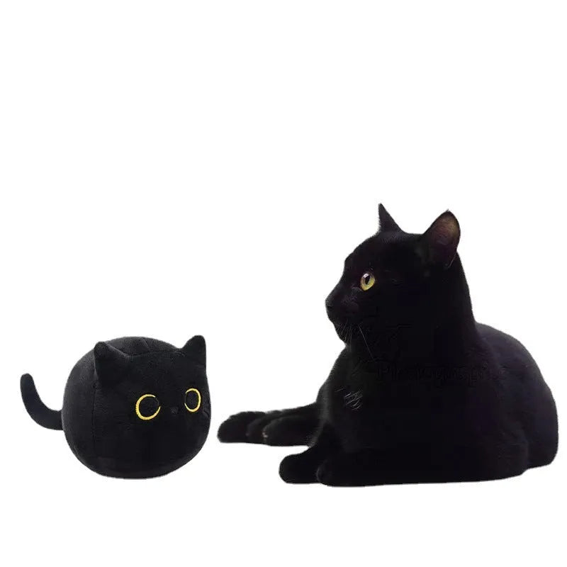 Fluffy black cat plush toy stuffed animal cushion measuring 50 cm length