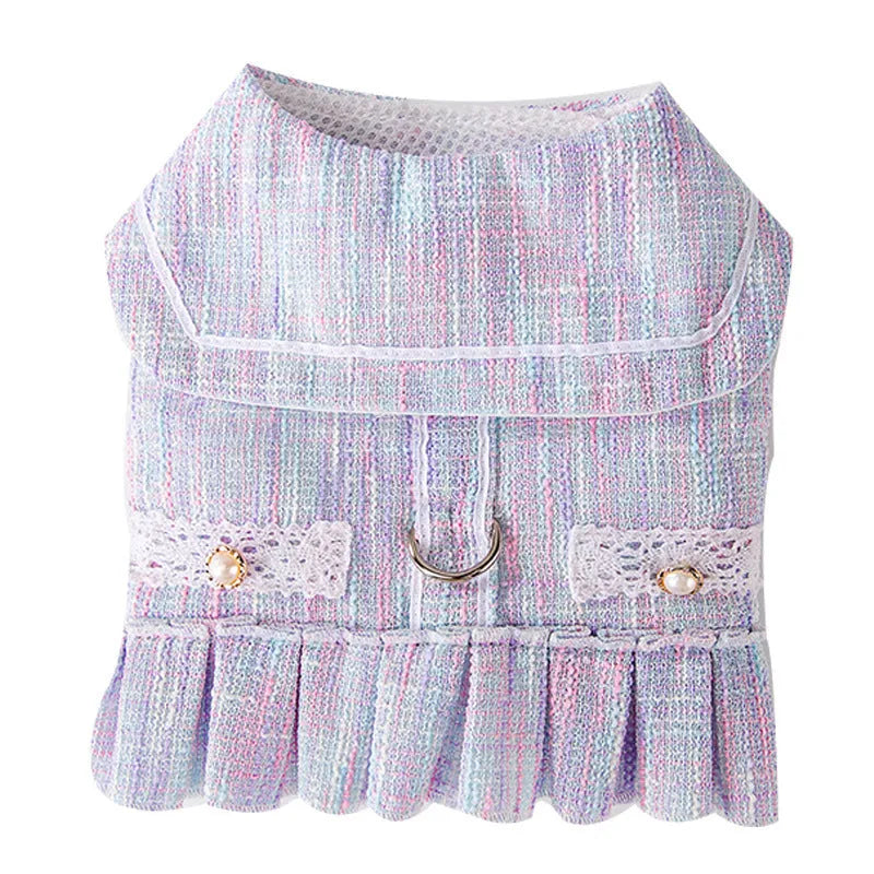 A pink V-neck sweater for a small dog or cat, shown alongside a purple colour option.