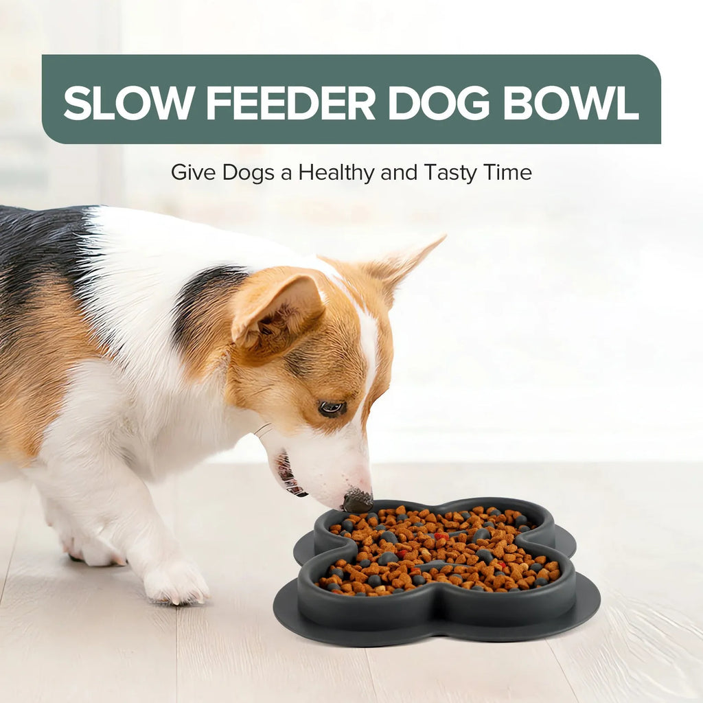 Blue silicone pet licking pad slow feeder mat on a floor.