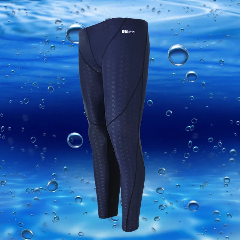 Men's black nylon cropped swimming trunks with grey line detail, brief style for sports