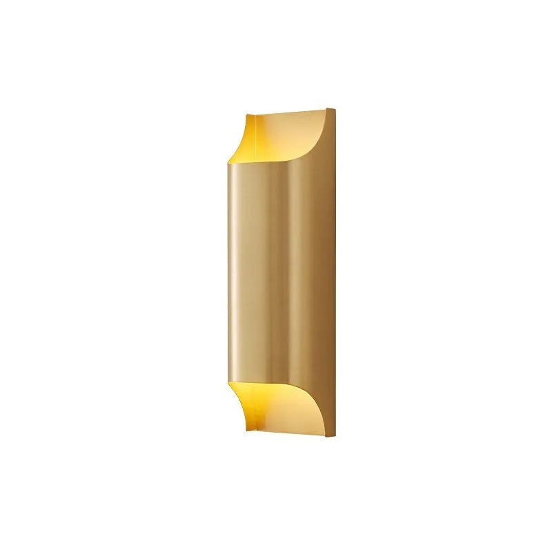 Modern minimalist full copper wall lamp in brushed copper finish, square shape, 20cm x 20cm size