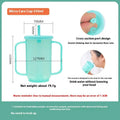 Oblique mouth choke-proof plastic drinking cup with handle and lid for elderly and pregnant adults.