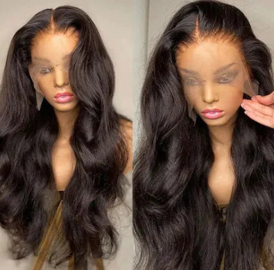 Long curly front lace wig with 134 gradient colour and side bangs made from high-temperature fibre.