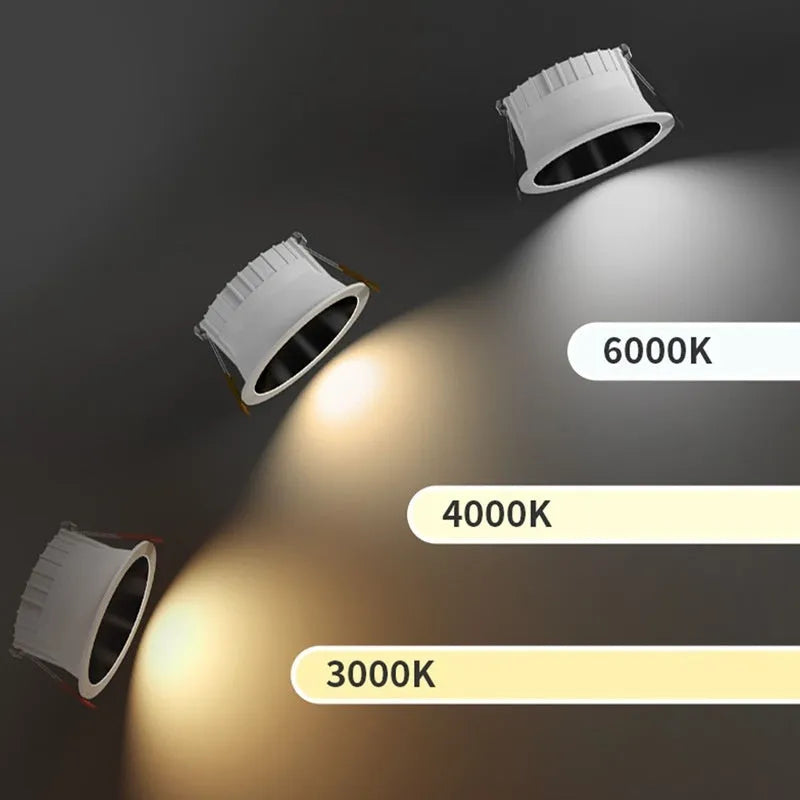 LED downlight aluminium recessed ceiling light white finish 220V