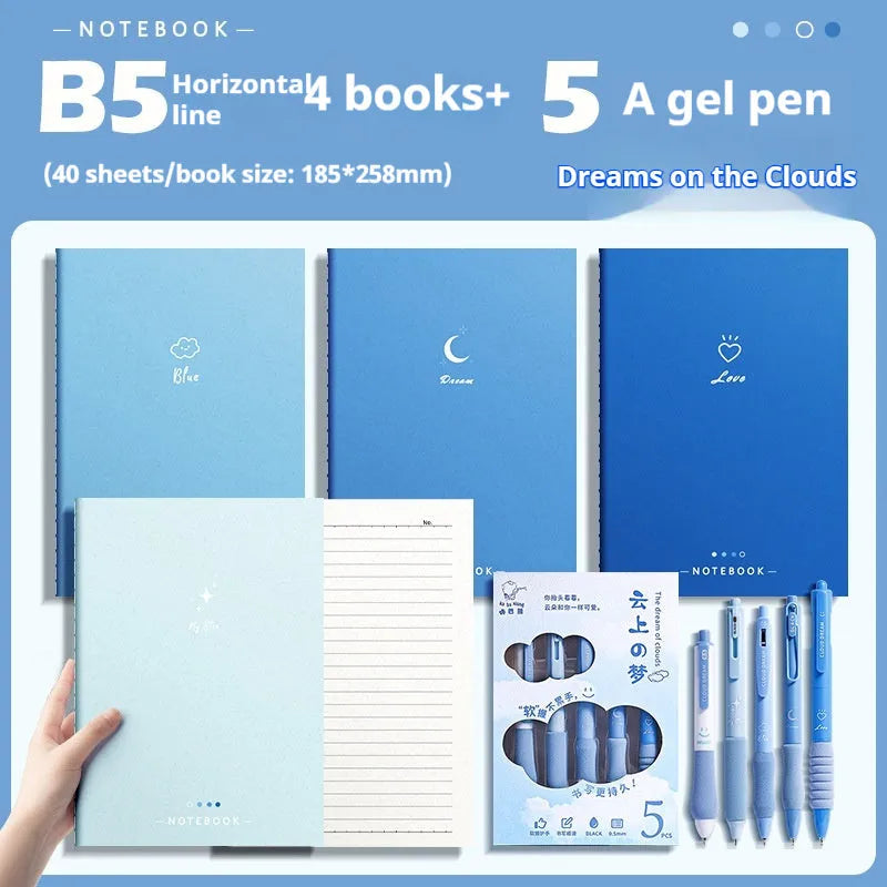 Pack of four gradient colour creative trend notebooks with 60 sheets of 75g wood-free paper each