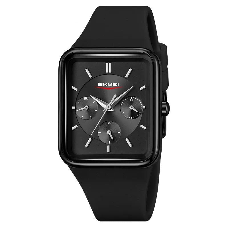 Square silicone waterproof watch for girls in multiple colour options with 10.8mm thickness