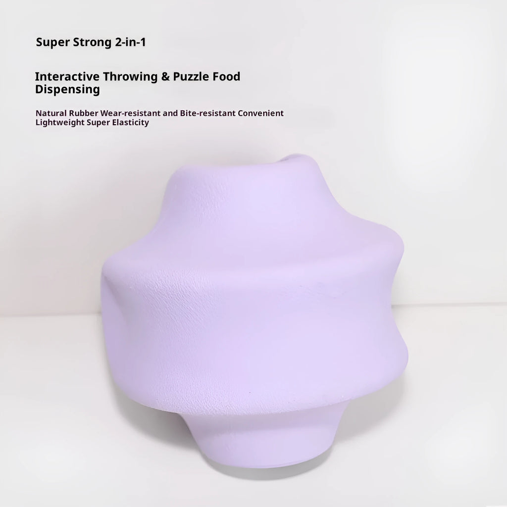 Natural rubber pet food dispensing toy in dark blue colour, small size, for slow feeding