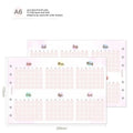 Loose-leaf refill sheets for planners in A7, A6, and A5 sizes showing floral and schedule layouts