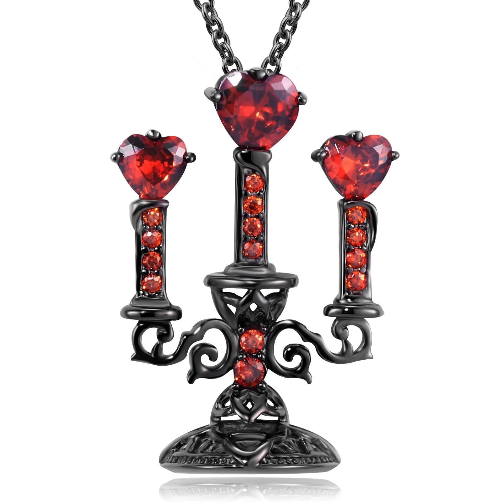 Retro candlestick pendant necklace with cross chain design in gothic style
