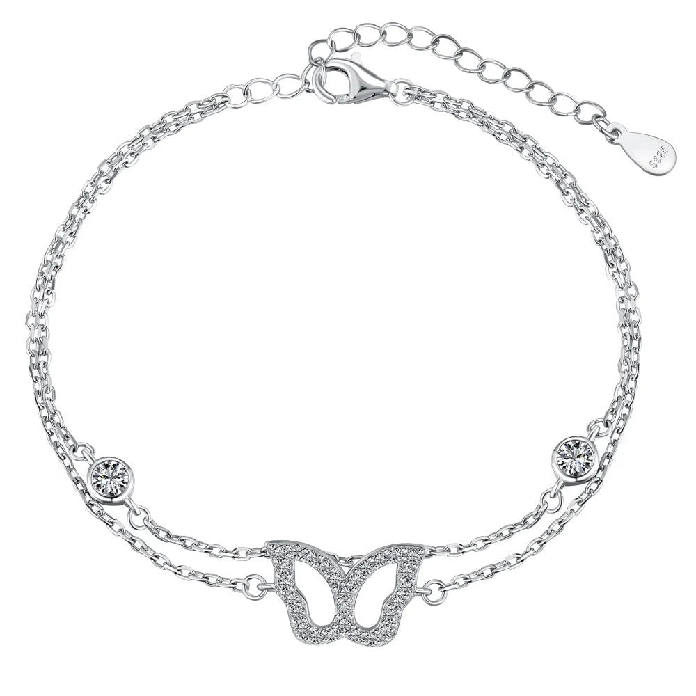 925 sterling silver hollow zircon inlay anklet for women in platinum finish
